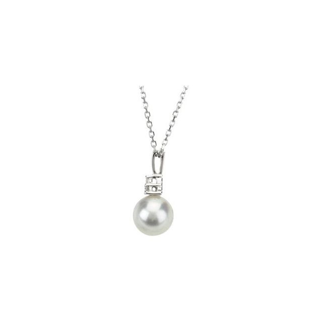 Gemstone Necklaces - Accented Pearl Necklace   - image #2