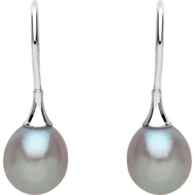 Gemstone Earrings - Freshwater Cultured Pearl Earrings - image #2