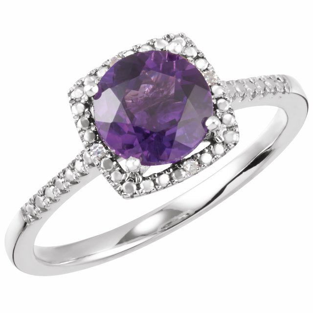 Rings - Halo-Style Birthstone Ring 