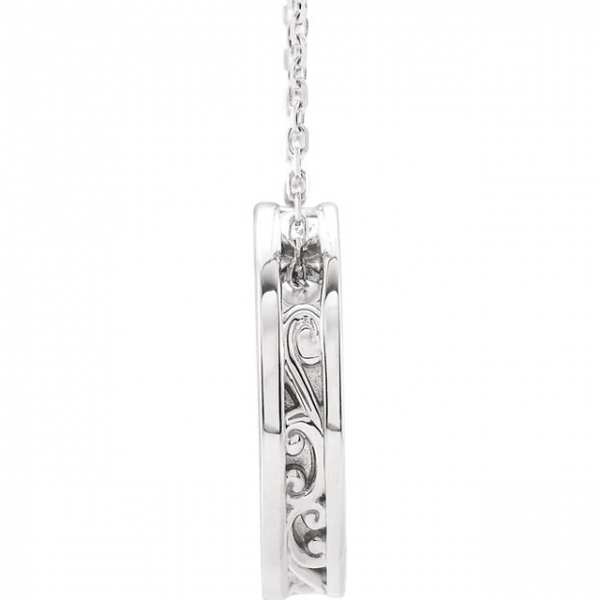 Diamond Necklaces - Engravable Scroll Disc Slide Necklace  - image 2