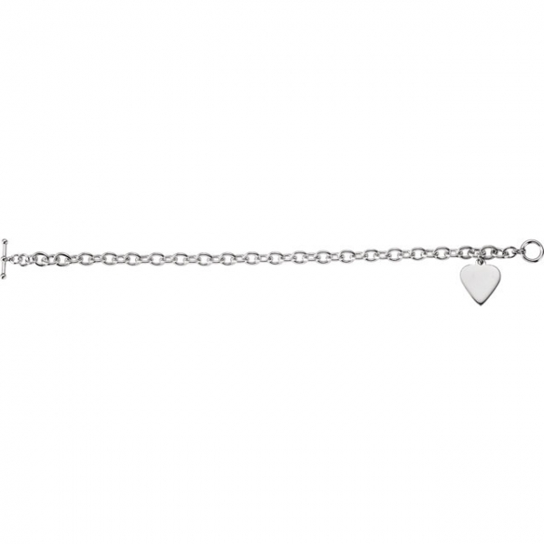 Diamond Bracelets - 5.75mm Cable Toggle Bracelet with Heart  - image 2