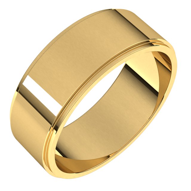 Gemstone Rings - Flat Edge Bands