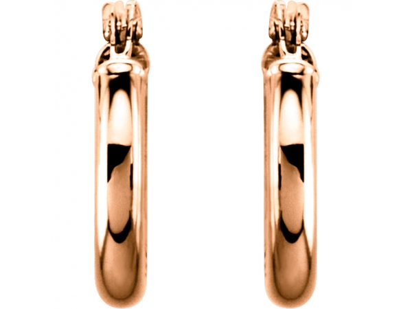 Tube 2mm Hoop Earrings  - 14K Rose 13mm Hoop Earrings