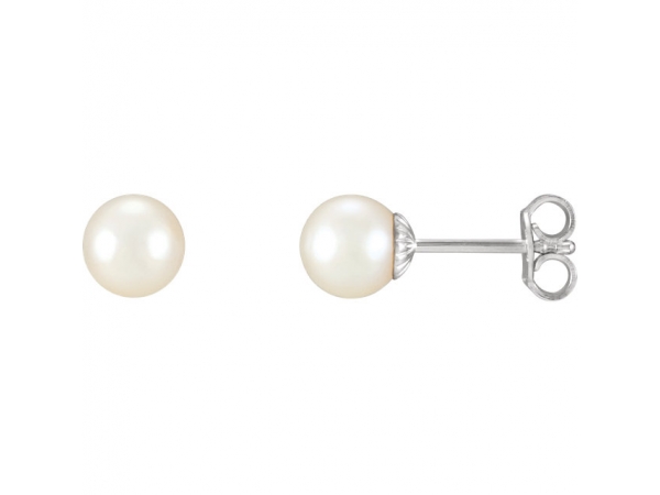 Freshwater Cultured Pearl Stud Earrings  - Sterling Silver 7-7.5 mm Freshwater Cultured Pearl Earrings