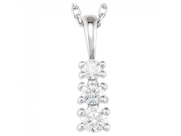 Diamond Necklaces - Graduated Three-Stone  Necklace
