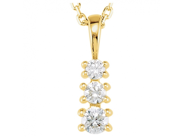 Diamond Necklaces - Graduated Three-Stone  Necklace