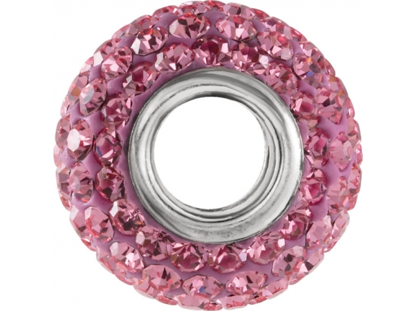 Beads - Kera® Roundel Bead with Pave' Rose Crystals - image #2