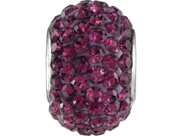 Kera® Roundel Bead with Pavé Purple Crystals - Sterling Silver Kera® Roundel Bead with Pavé Purple Crystals