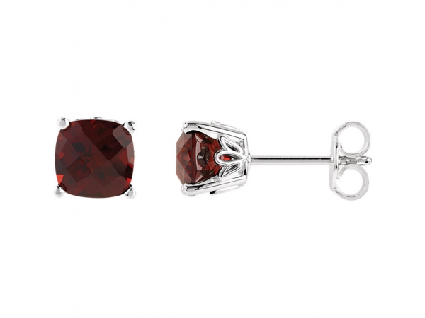 Gemstone Earrings - Cushion 4-Prong Scroll Setting® Earrings 
