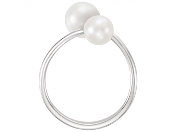 Rings - Two-Stone Pearl Bypass Ring - image #2