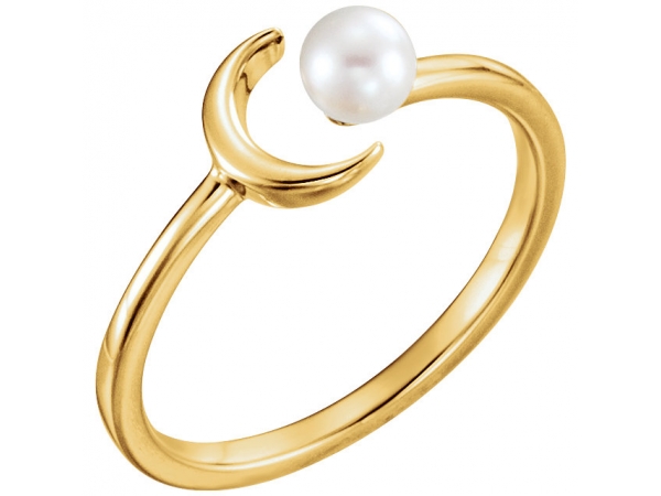 Rings - Pearl Crescent Moon Ring 