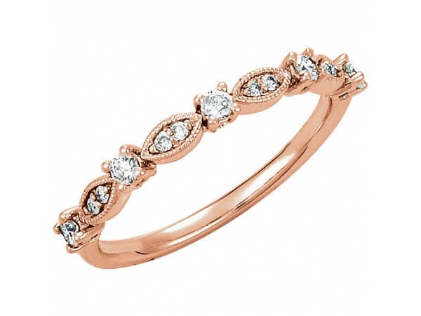 Granulated Stackable Ring - 14K Rose 1/5 CTW Diamond Granulated Stackable Ring Size 7