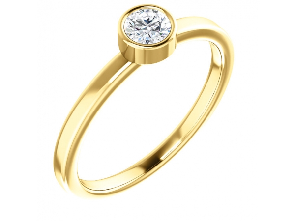 Bezel-Set Solitaire Ring - 14K Yellow 1/4 CT Diamond Ring