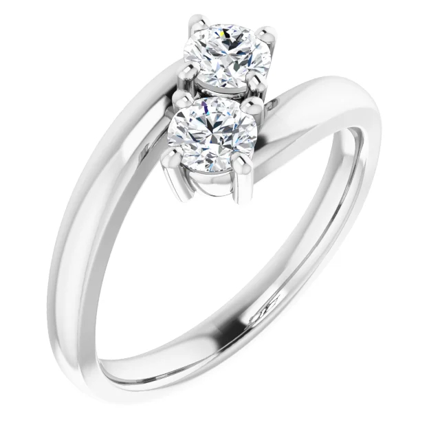 Two-Stone Ring - 14K White 4.1 mm Round 1/2 CTW Diamond Ring