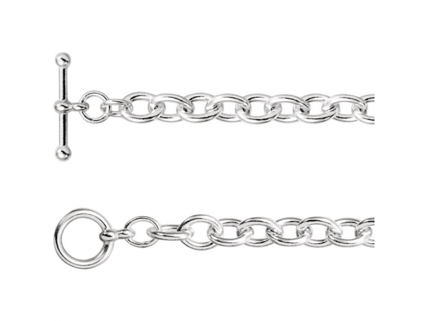 Cable Link Bracelet with Toggle Clasp - Sterling Silver Cable 5.5