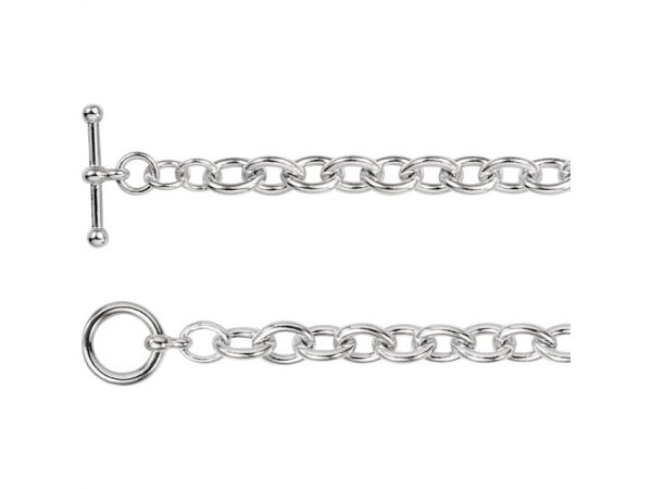 Cable Link Bracelet with Toggle Clasp - Sterling Silver Cable 6.5