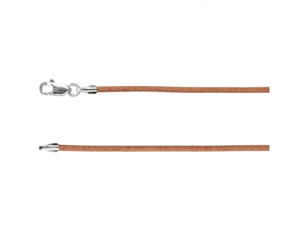 1.5mm Natural Leather Cord  - Sterling Silver 1.5mm Natural Leather 7