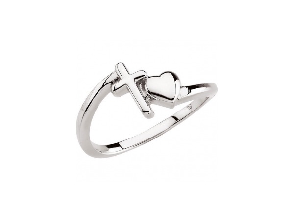 Cross & Heart Chastity Ring by Stuller