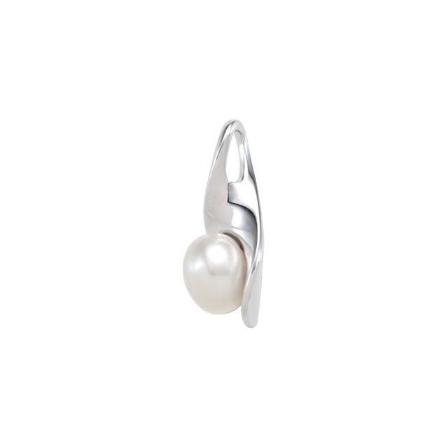 Sterling Silver-Freeform Pearl Pendant 