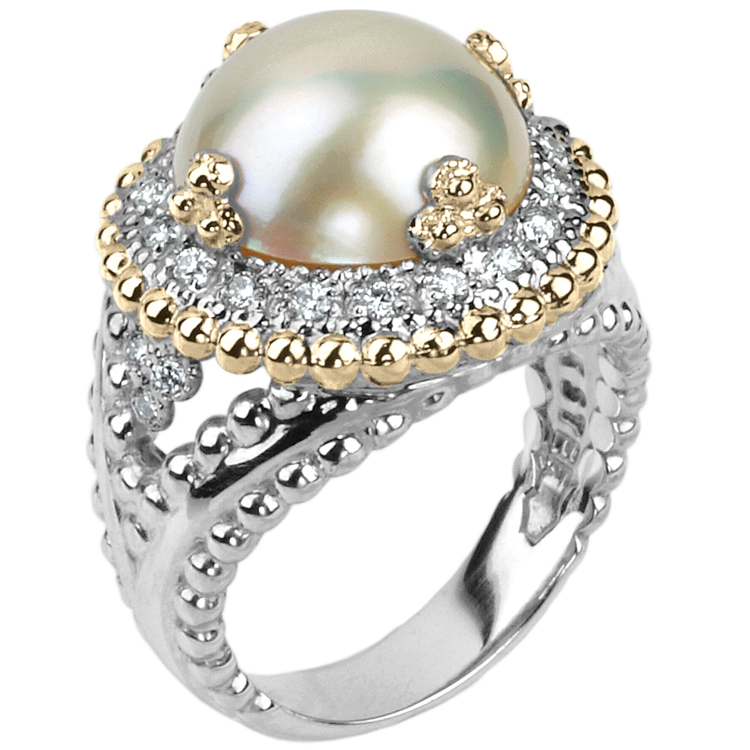 Vahan Sterling Silver & Yellow Gold Pearl Ring Acori Diamonds & Design Friendswood, TX