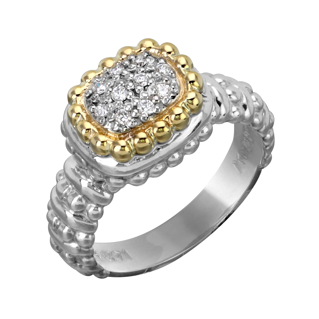 Vahan Sterling Silver & Yellow Gold Diamond Fashion Ring Storey Jewelers Gonzales, TX