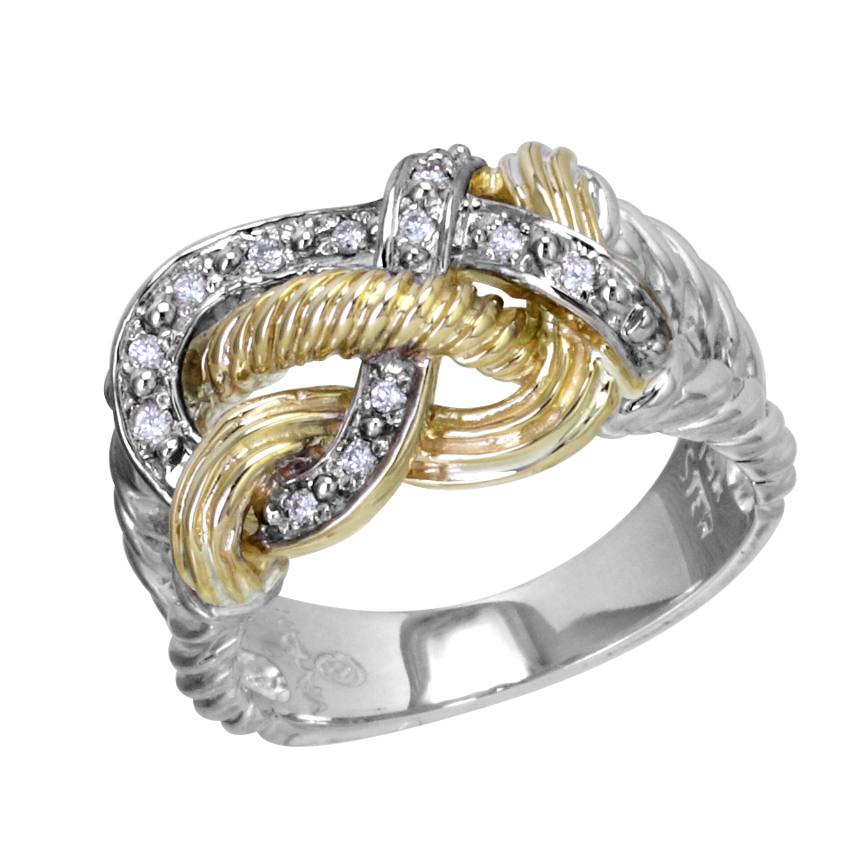 Vahan Ribbon Sterling Silver & Yellow Gold Diamond Fashion Ring Galloway and Moseley, Inc. Sumter, SC