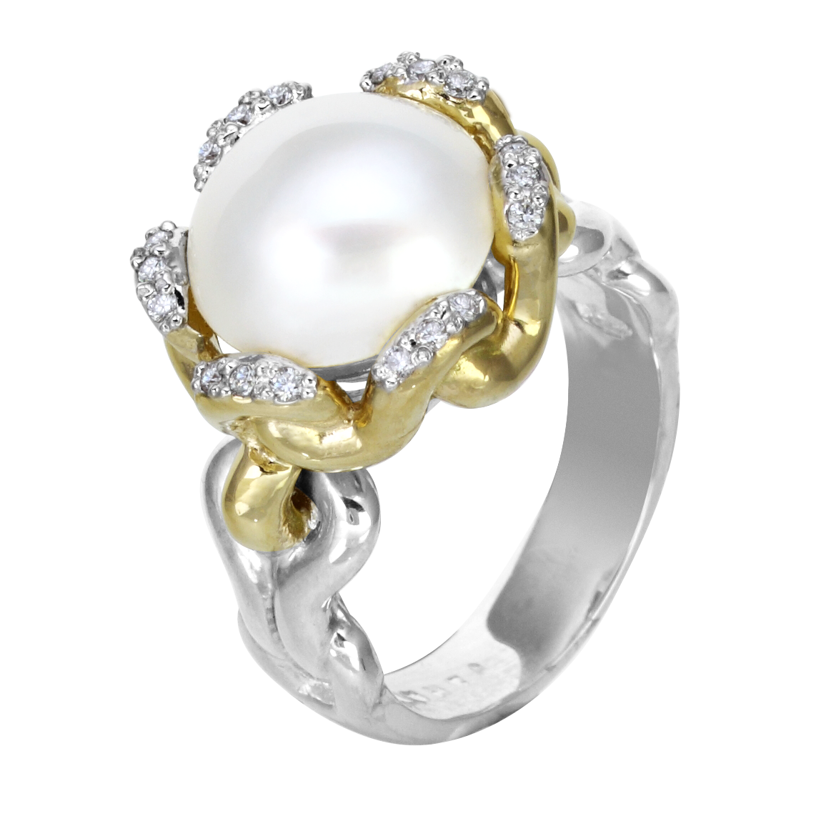 Vahan Sterling Silver & Yellow Gold Pearl Ring Storey Jewelers Gonzales, TX