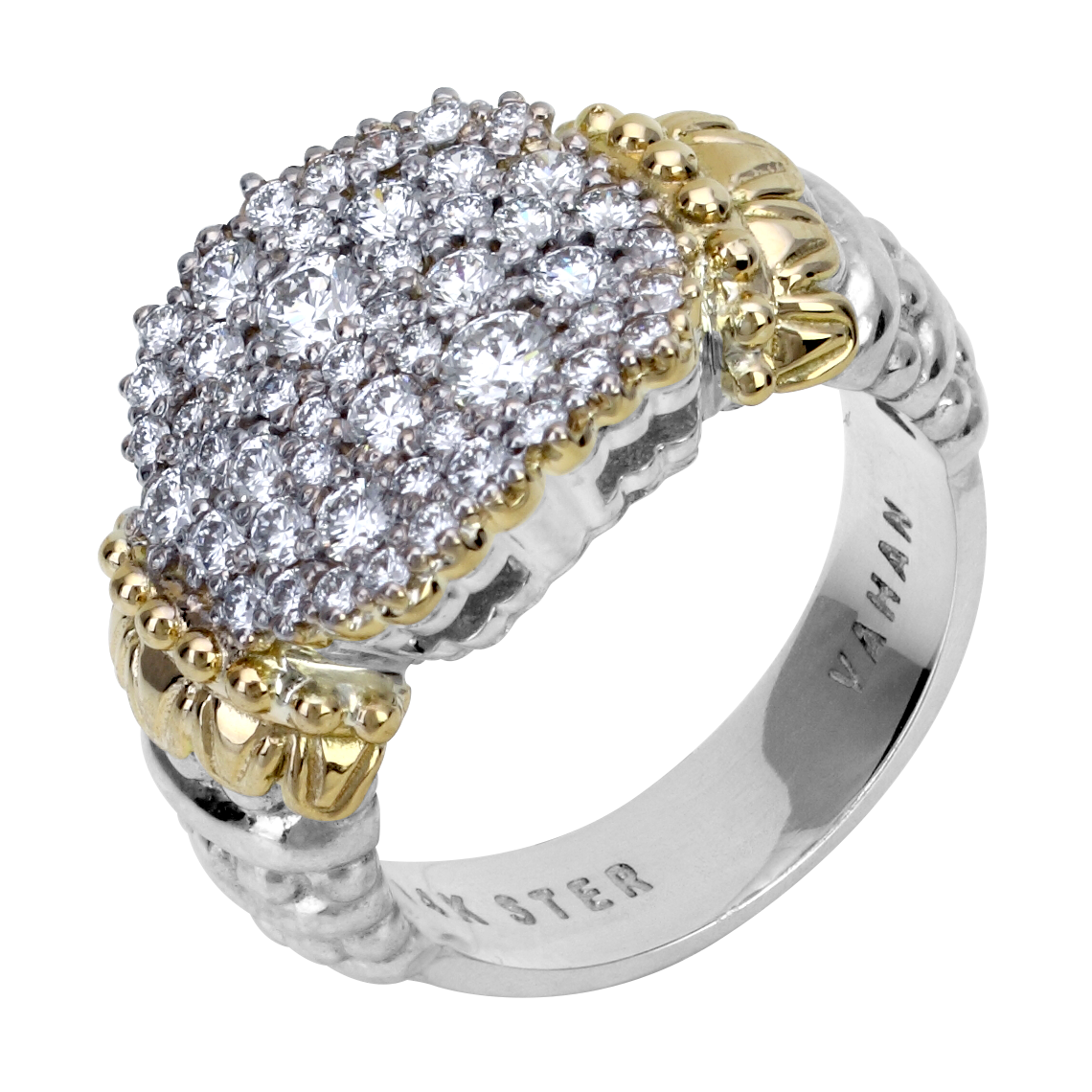 Vahan Multi-pavé Sterling Silver & Yellow Gold Diamond Fashion Ring Galloway and Moseley, Inc. Sumter, SC