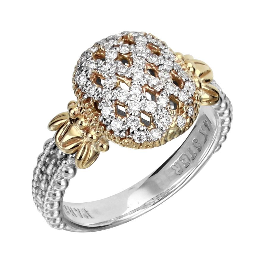 Vahan Lattice Sterling Silver & Yellow Gold Diamond Fashion Ring Acori Diamonds & Design Friendswood, TX