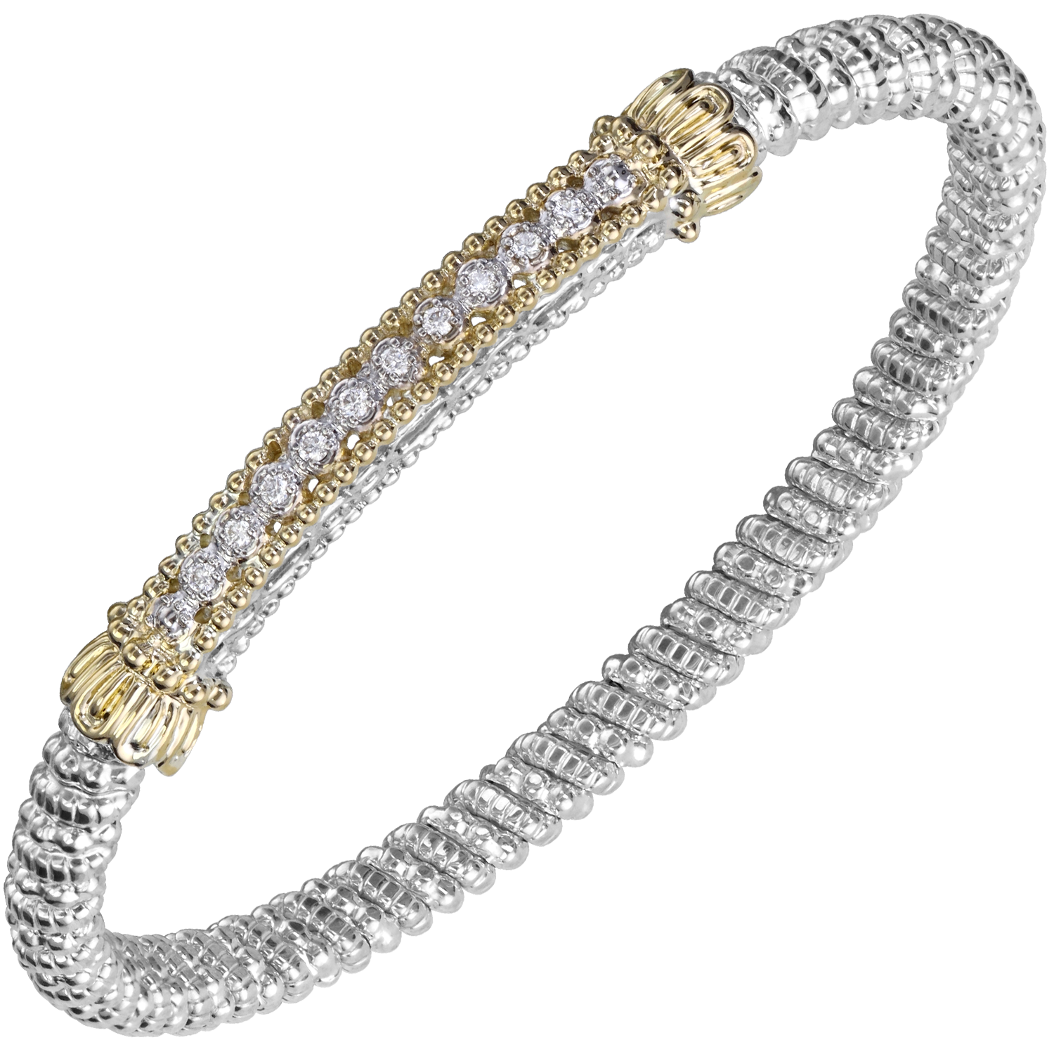 Vahan Diamond Line Sterling Silver & Yellow Gold Diamond Bracelet Acori Diamonds & Design Friendswood, TX