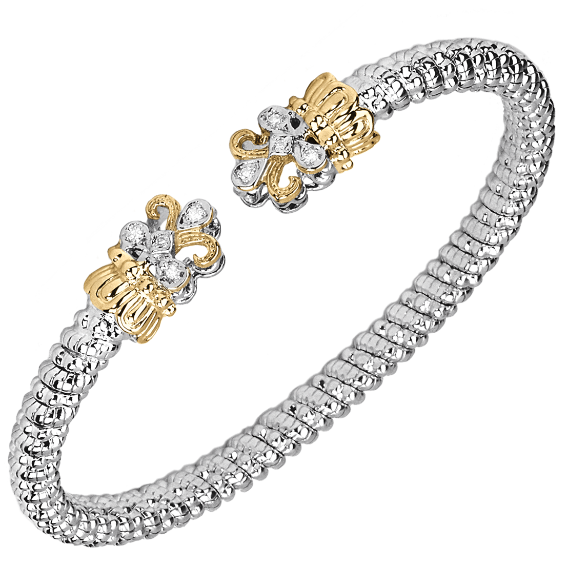 Vahan Fleur De Lys Sterling Silver & Yellow Gold Diamond Bracelet Acori Diamonds & Design Friendswood, TX
