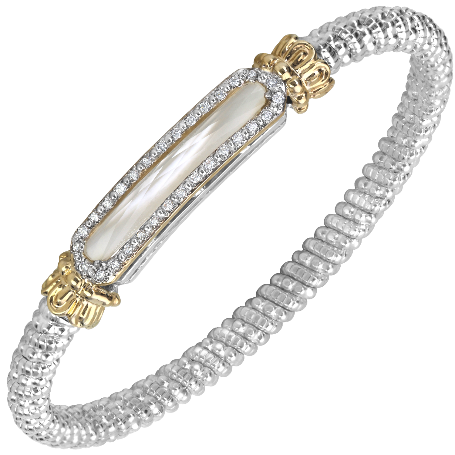 Vahan Art Deco Sterling Silver & Yellow Gold Pearl Bracelet Acori Diamonds & Design Friendswood, TX
