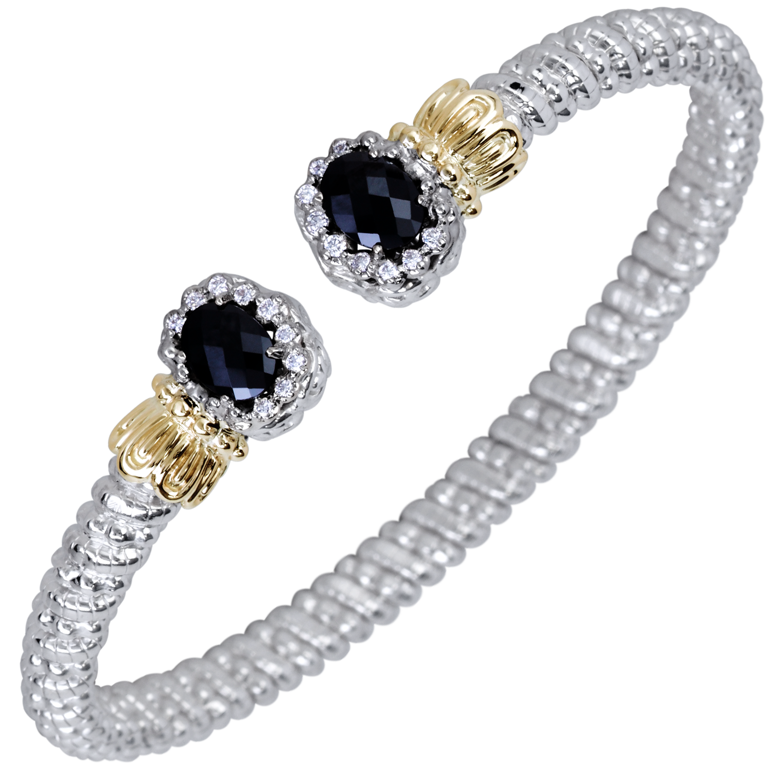 Vahan Halo Sterling Silver & Yellow Gold Gemstone Bracelet Javeri Jewelers Inc Frisco, TX
