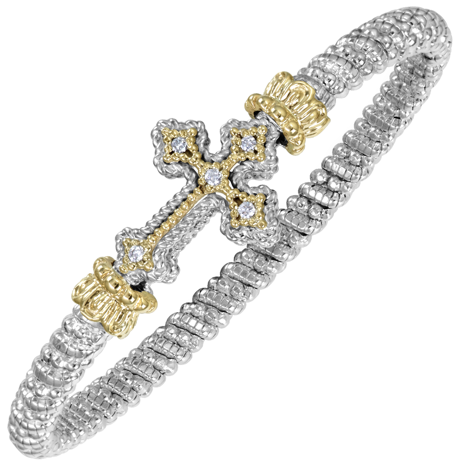 Vahan Cross Sterling Silver & Yellow Gold Diamond Bracelet Storey Jewelers Gonzales, TX