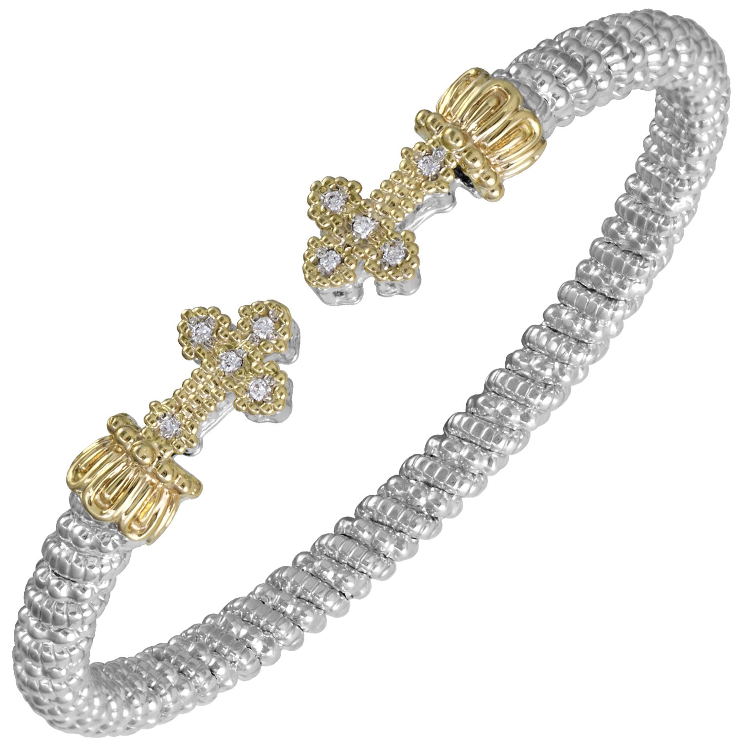 Vahan Cross Sterling Silver & Yellow Gold Diamond Bracelet Acori Diamonds & Design Friendswood, TX