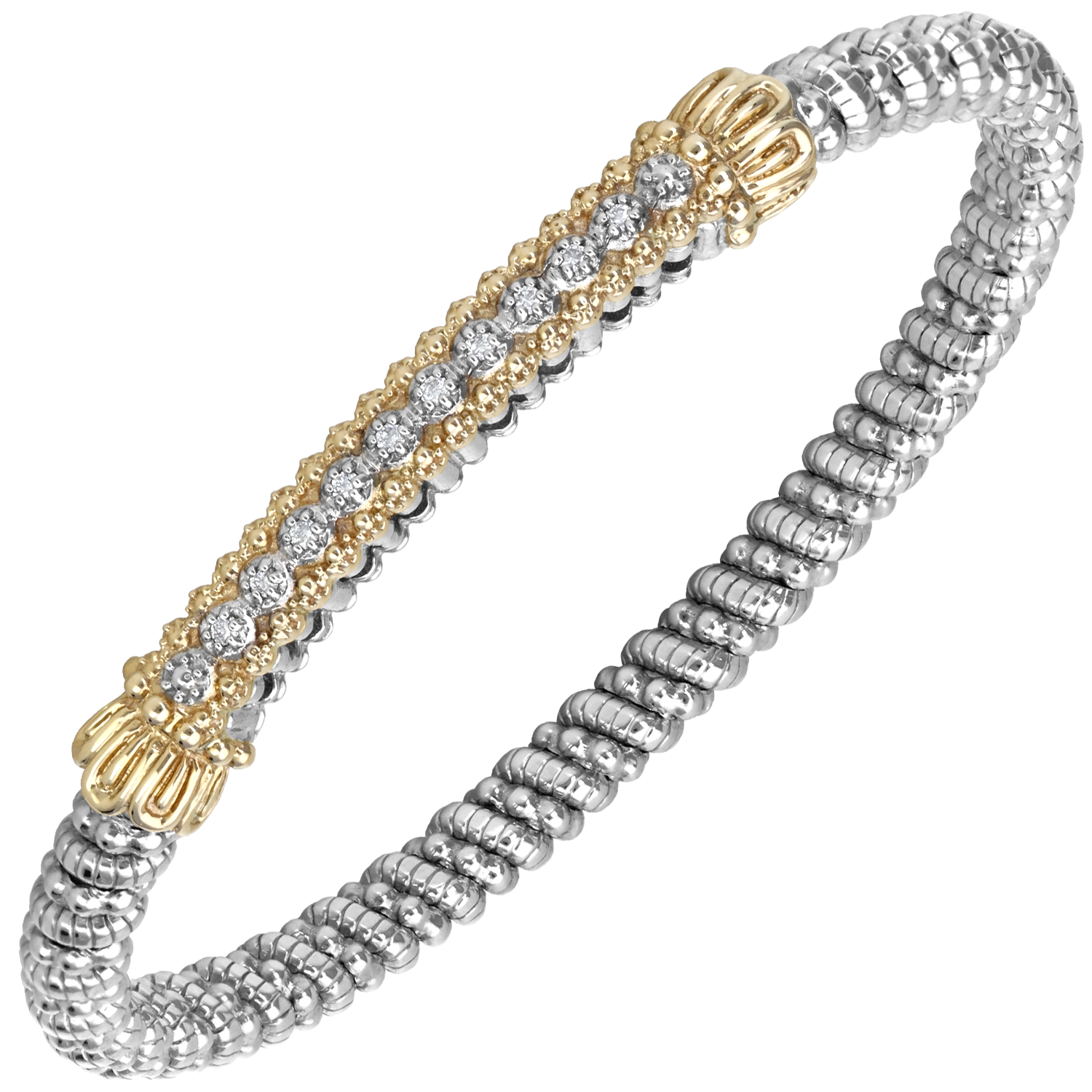 Vahan Diamond Line Sterling Silver & Yellow Gold Diamond Bracelet Acori Diamonds & Design Friendswood, TX