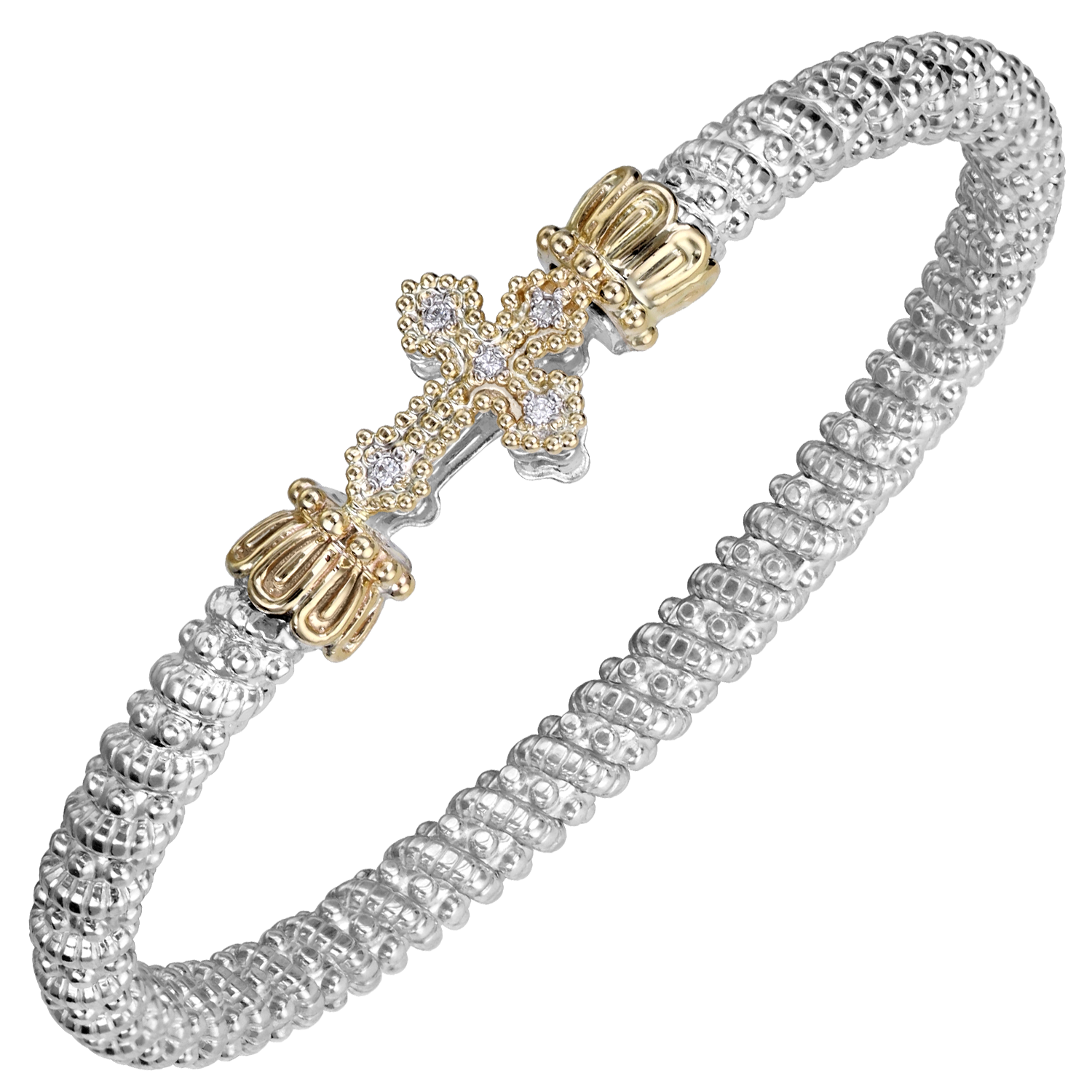 Vahan Cross Sterling Silver & Yellow Gold Diamond Bracelet Acori Diamonds & Design Friendswood, TX