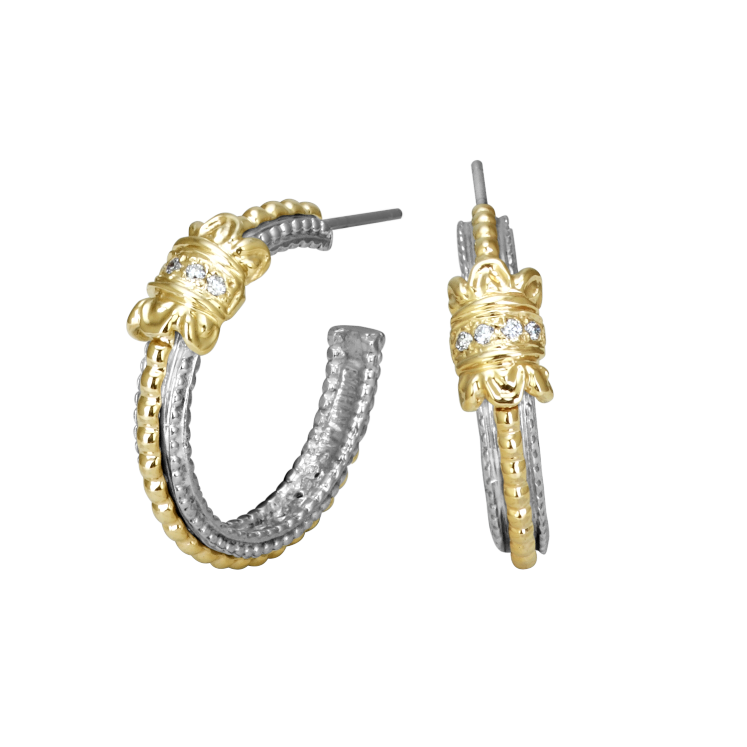 Vahan Sterling Silver & Yellow Gold Diamond Earrings Acori Diamonds & Design Friendswood, TX