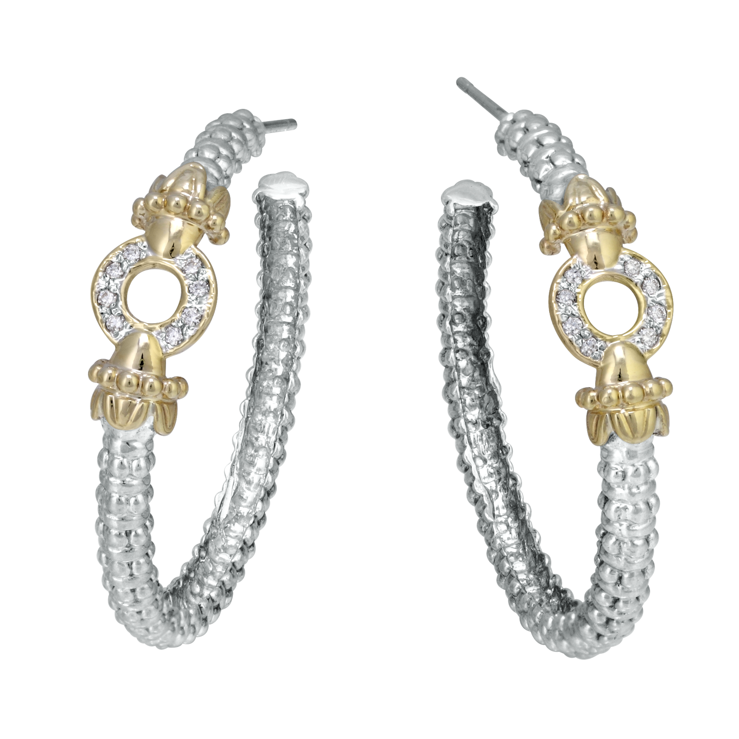 Vahan Le Cercle Sterling Silver & Yellow Gold Diamond Earrings Javeri Jewelers Inc Frisco, TX