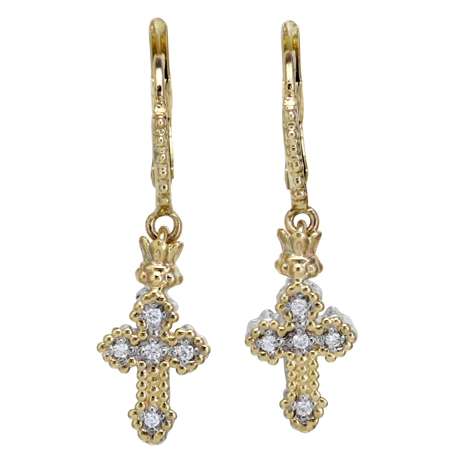 Vahan Cross Sterling Silver & Yellow Gold Diamond Earrings Storey Jewelers Gonzales, TX
