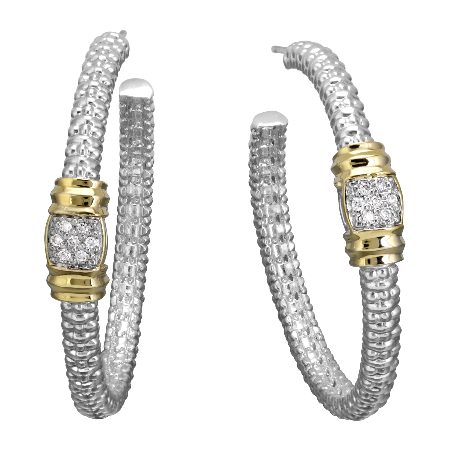Vahan Nuvo Sterling Silver & Yellow Gold Diamond Earrings Storey Jewelers Gonzales, TX