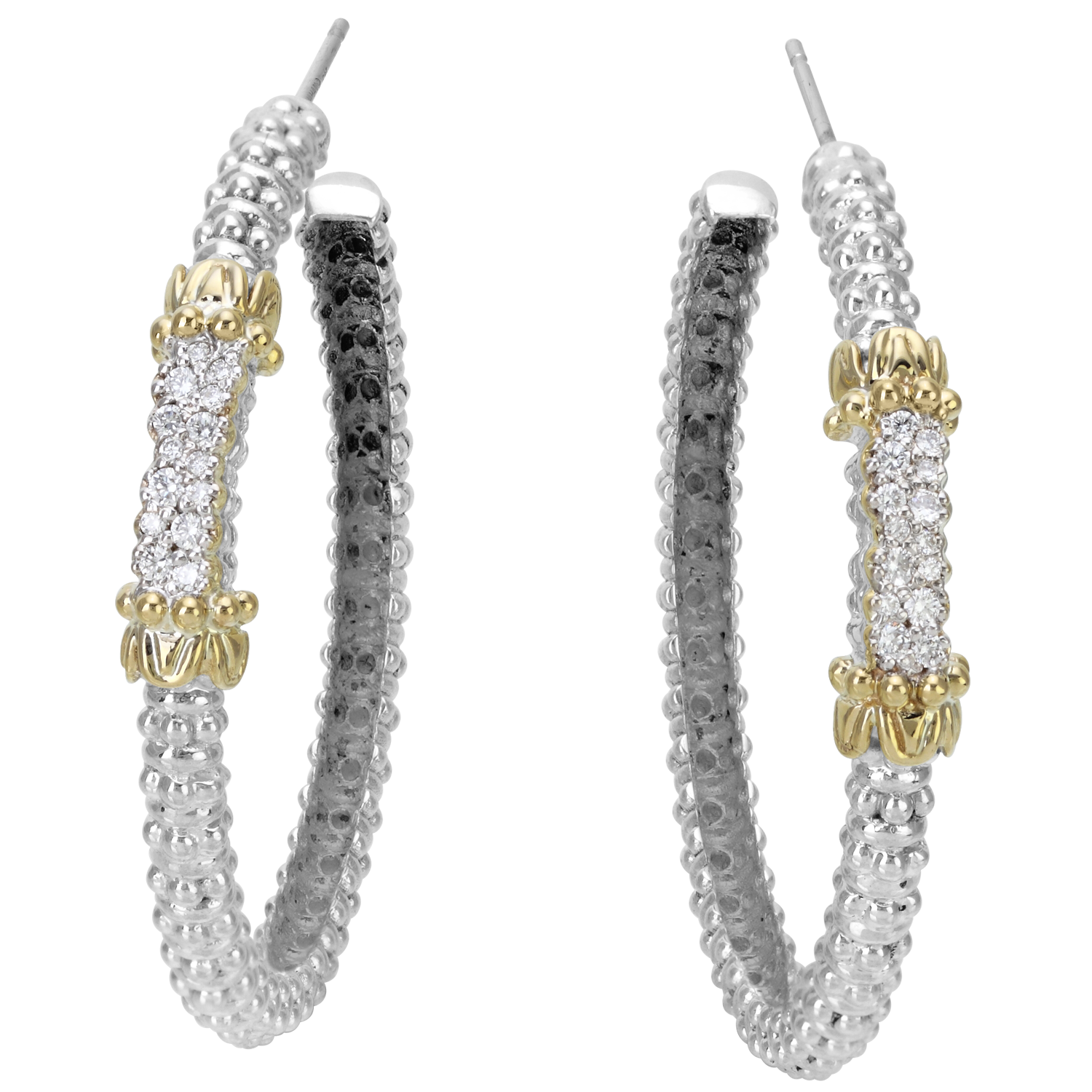 Vahan Multi-pavé Sterling Silver & Yellow Gold Diamond Earrings Galloway and Moseley, Inc. Sumter, SC