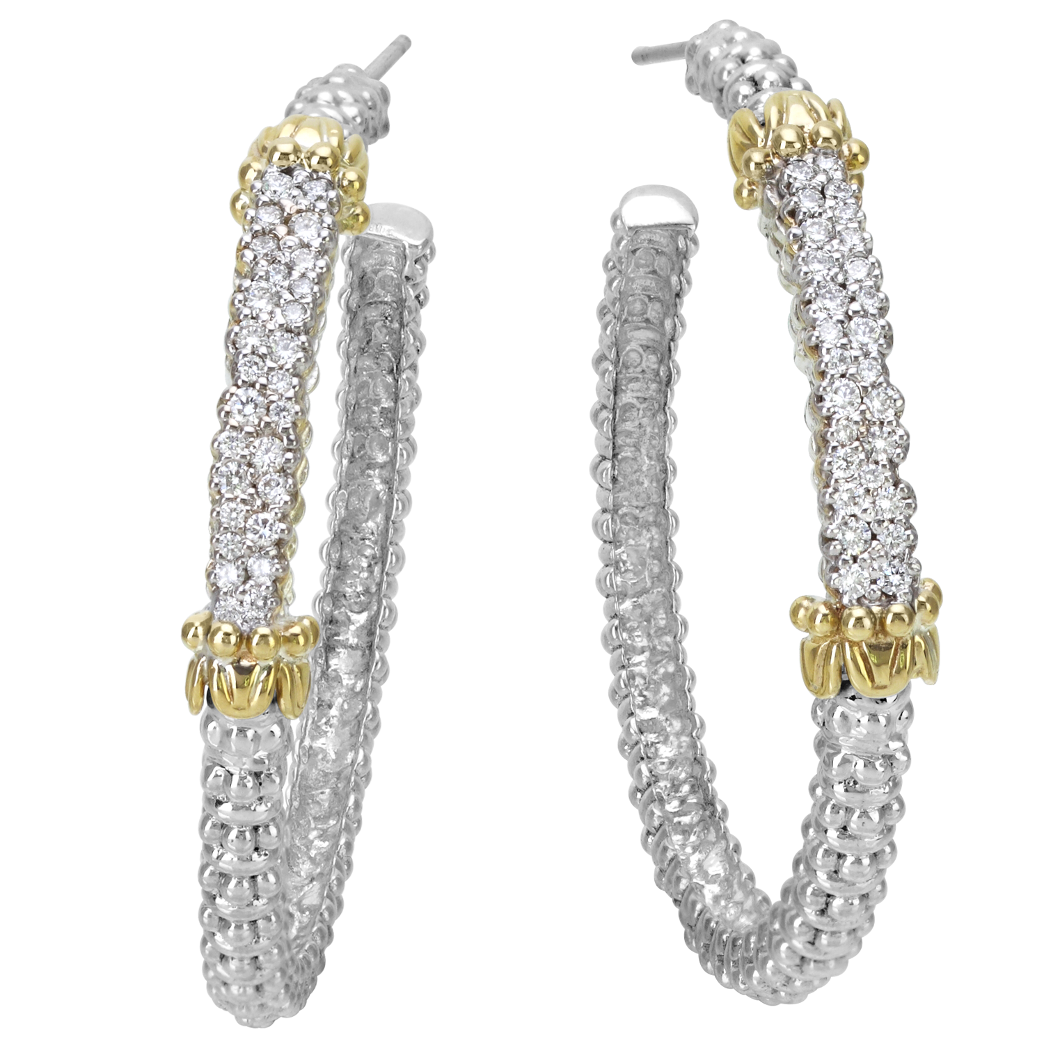 Vahan Multi-pavé Sterling Silver & Yellow Gold Diamond Earrings Acori Diamonds & Design Friendswood, TX