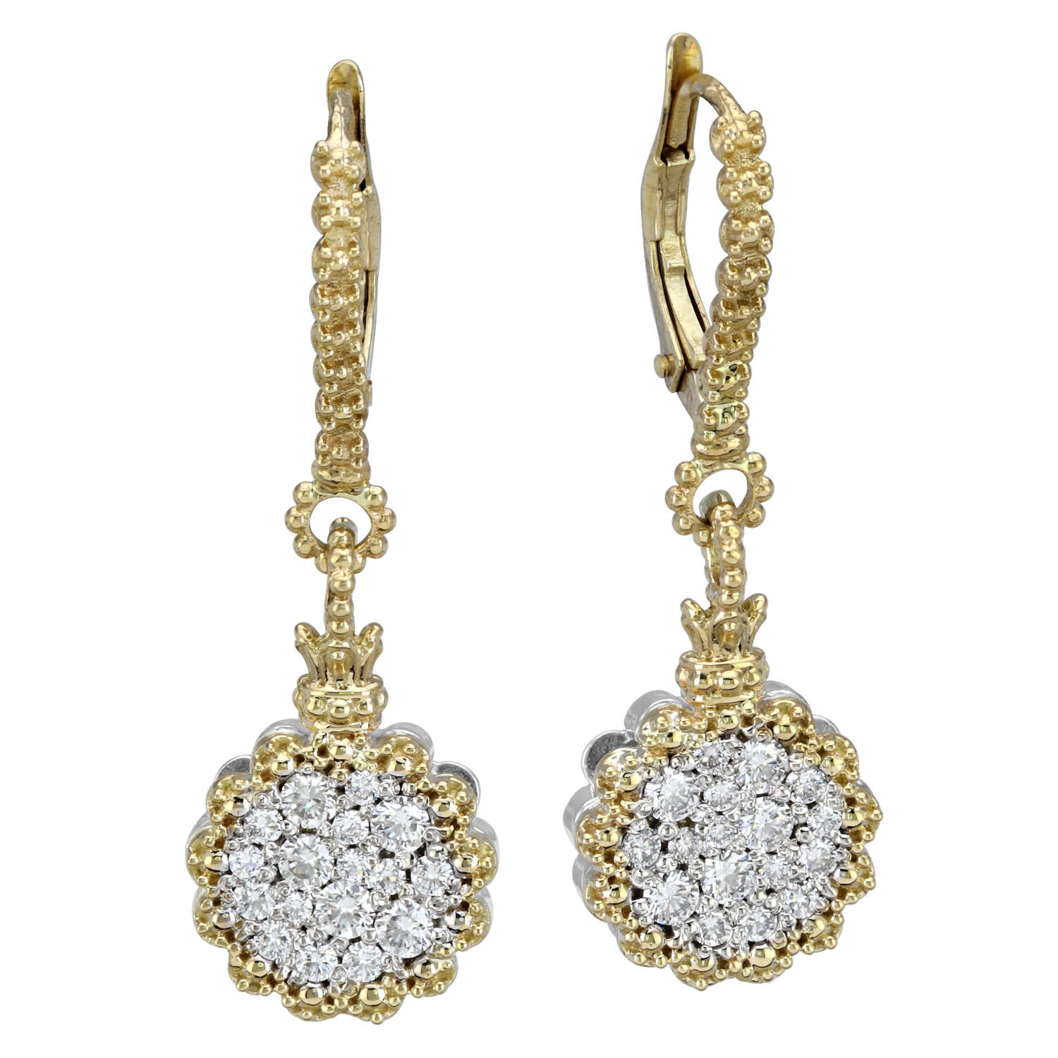 Vahan Multi-pavé Sterling Silver & Yellow Gold Diamond Earrings Galloway and Moseley, Inc. Sumter, SC