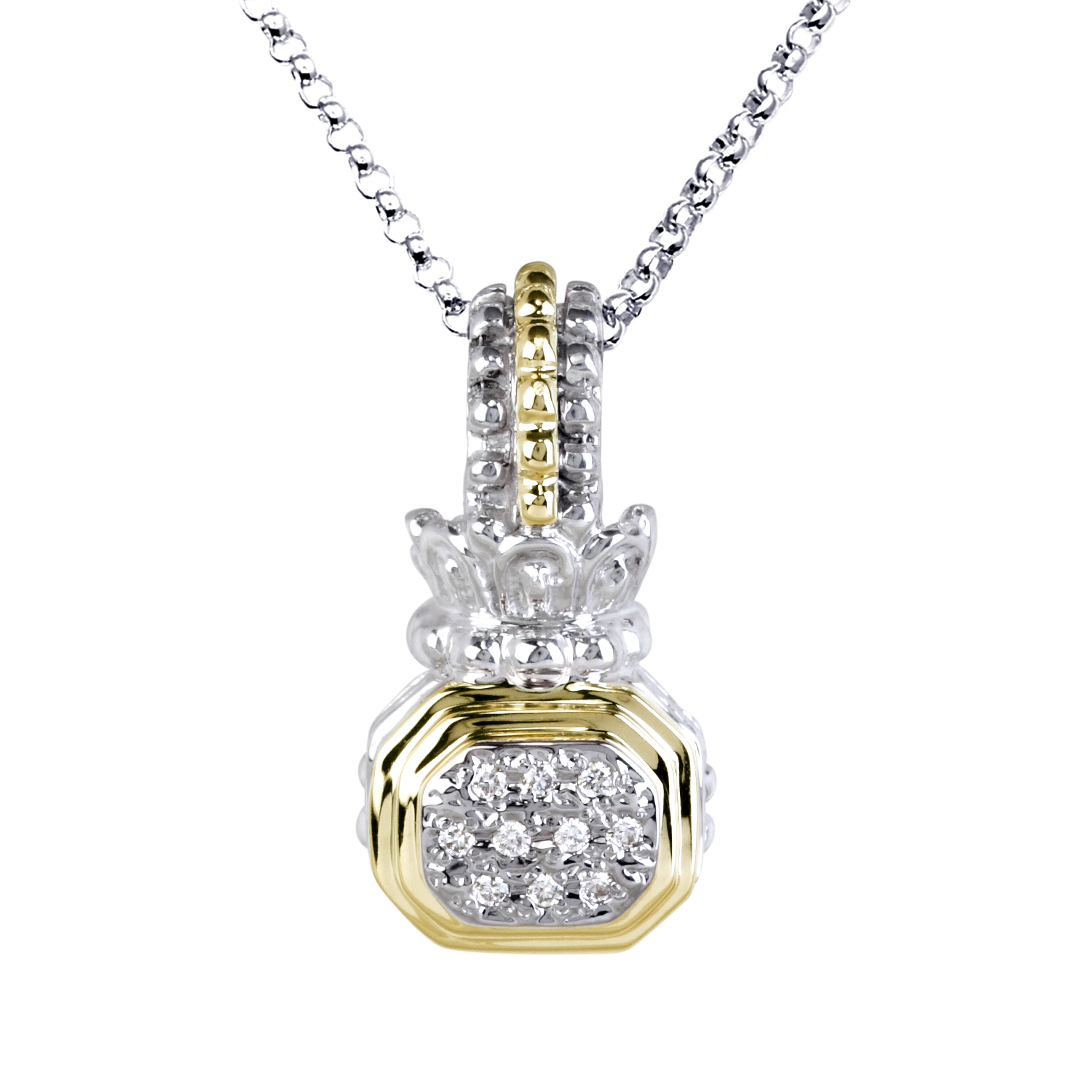 Vahan Sterling Silver & Yellow Gold Diamond Pendant Storey Jewelers Gonzales, TX