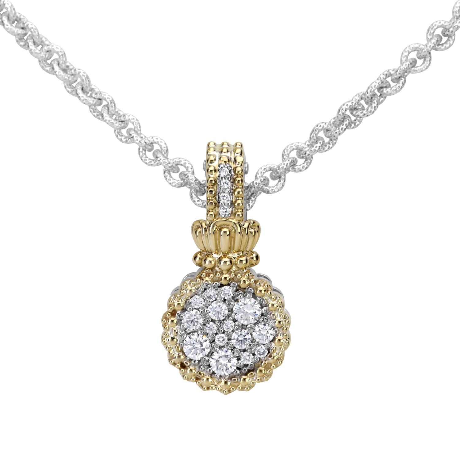 Vahan Multi-pavé Sterling Silver & Yellow Gold Diamond Pendant Acori Diamonds & Design Friendswood, TX
