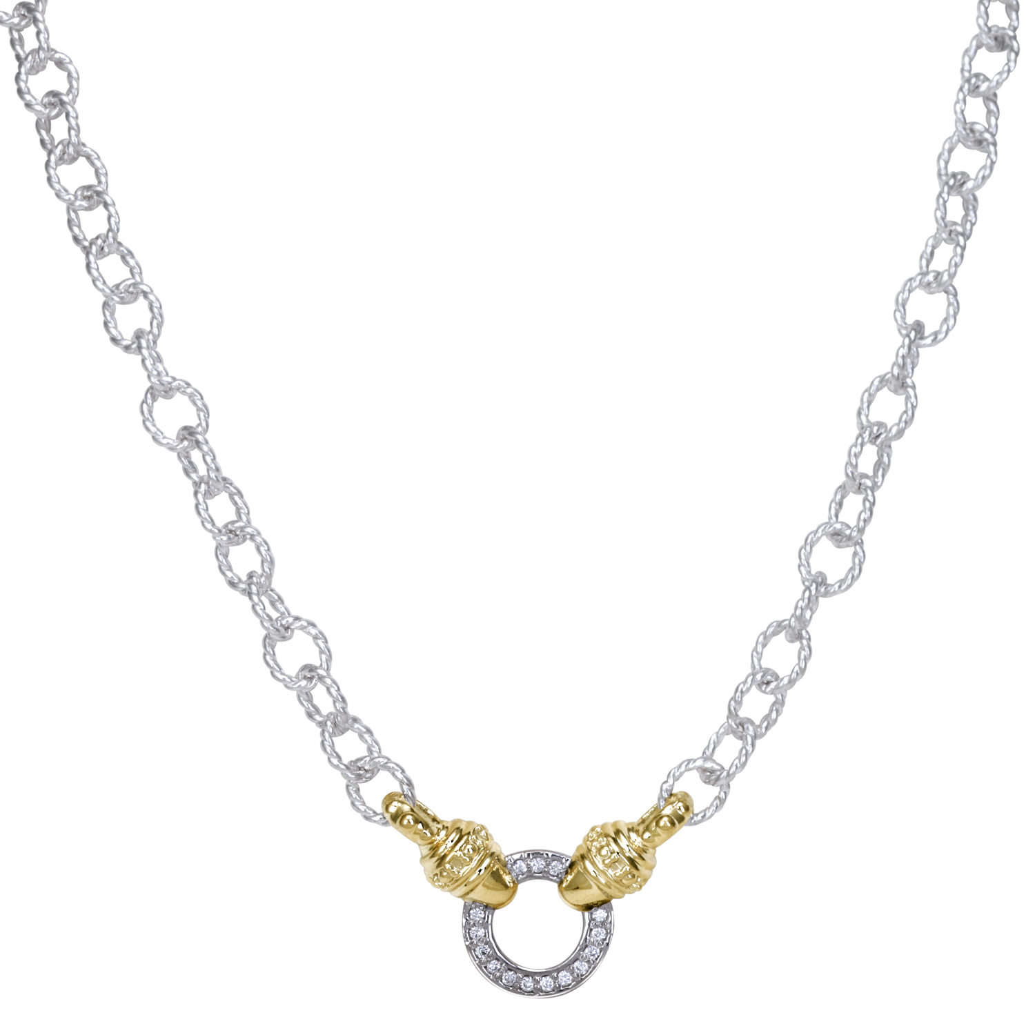 Vahan Le Cercle Sterling Silver & Yellow Gold Diamond Necklace Storey Jewelers Gonzales, TX