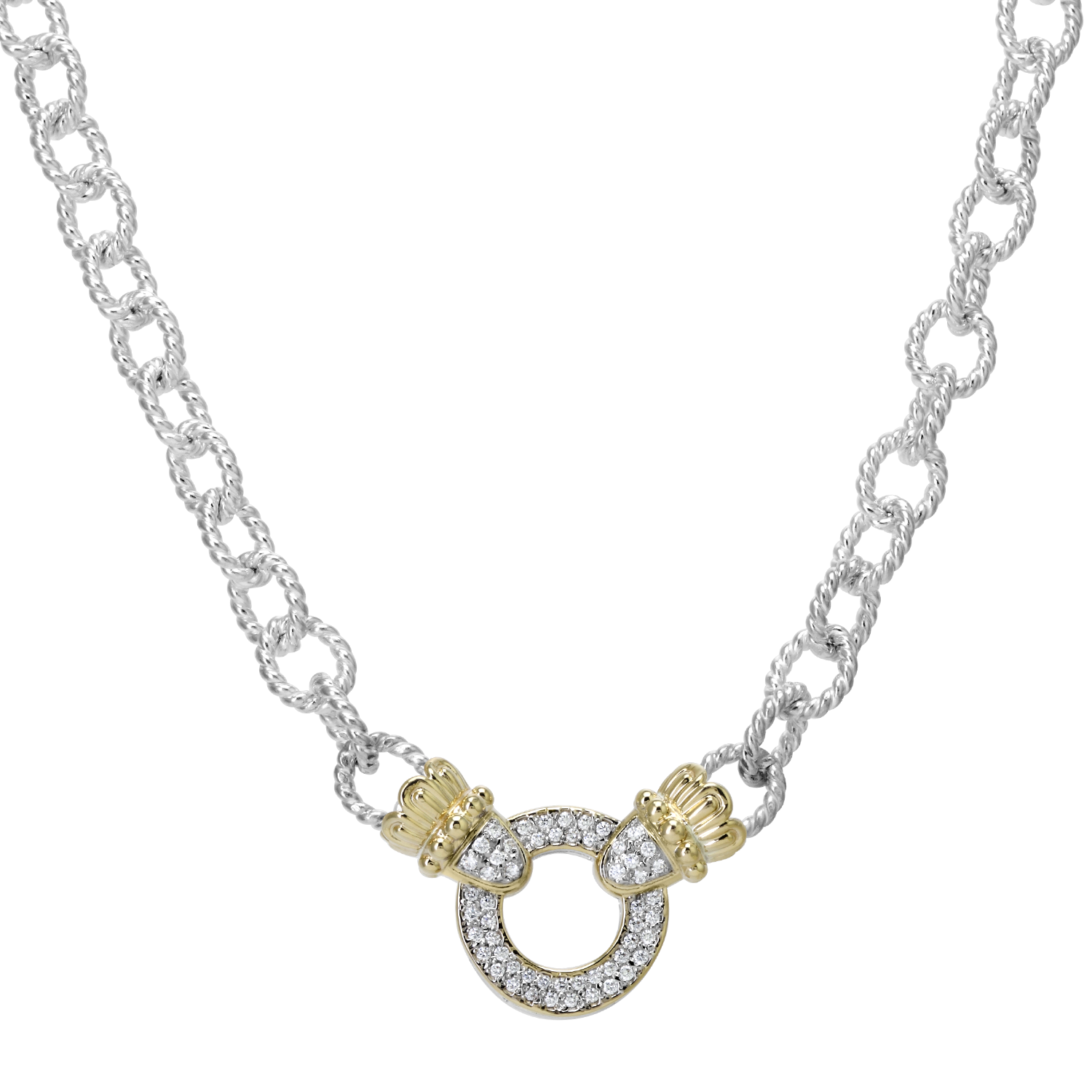 Vahan Le Cercle Sterling Silver & Yellow Gold Diamond Necklace Acori Diamonds & Design Friendswood, TX
