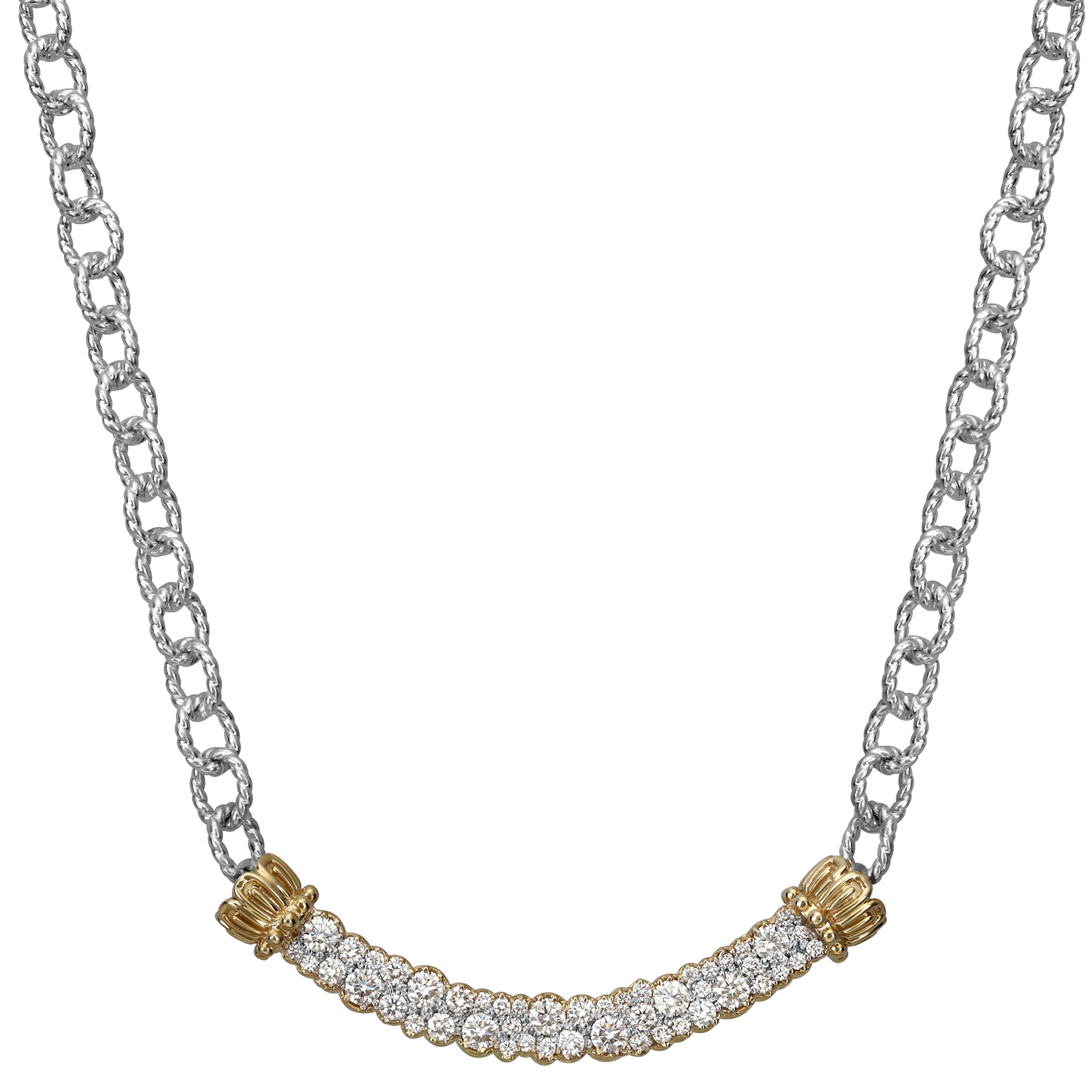 Vahan Multi-pavé Sterling Silver & Yellow Gold Diamond Necklace Javeri Jewelers Inc Frisco, TX