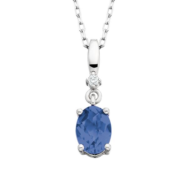 Lab Sapphire&Diamond Pend. David Mann, Jeweler Geneseo, NY